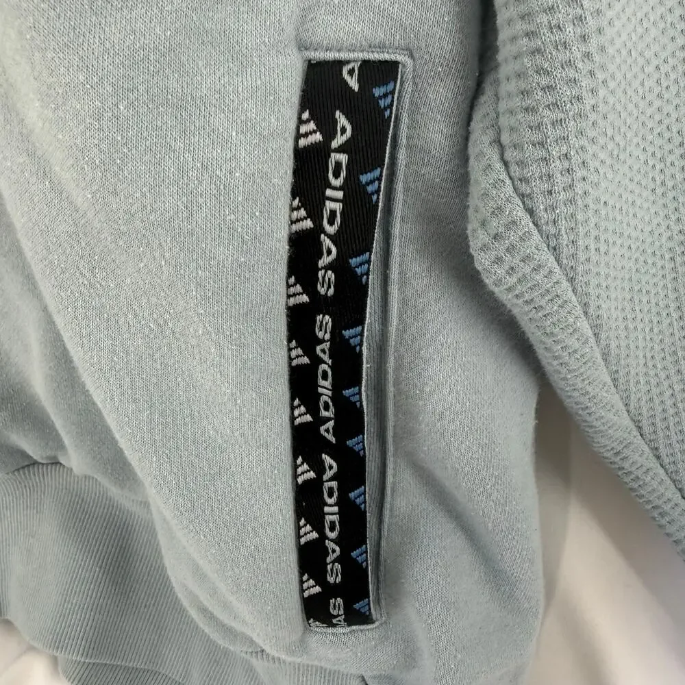 adidas Light Blue Waffle Crewneck Sweatshirt L